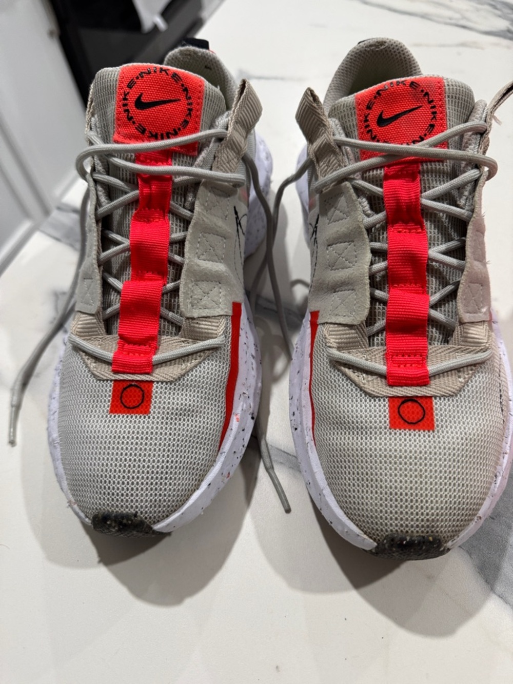 Nike Kids Beige and Bright Red Athletic Sneakers